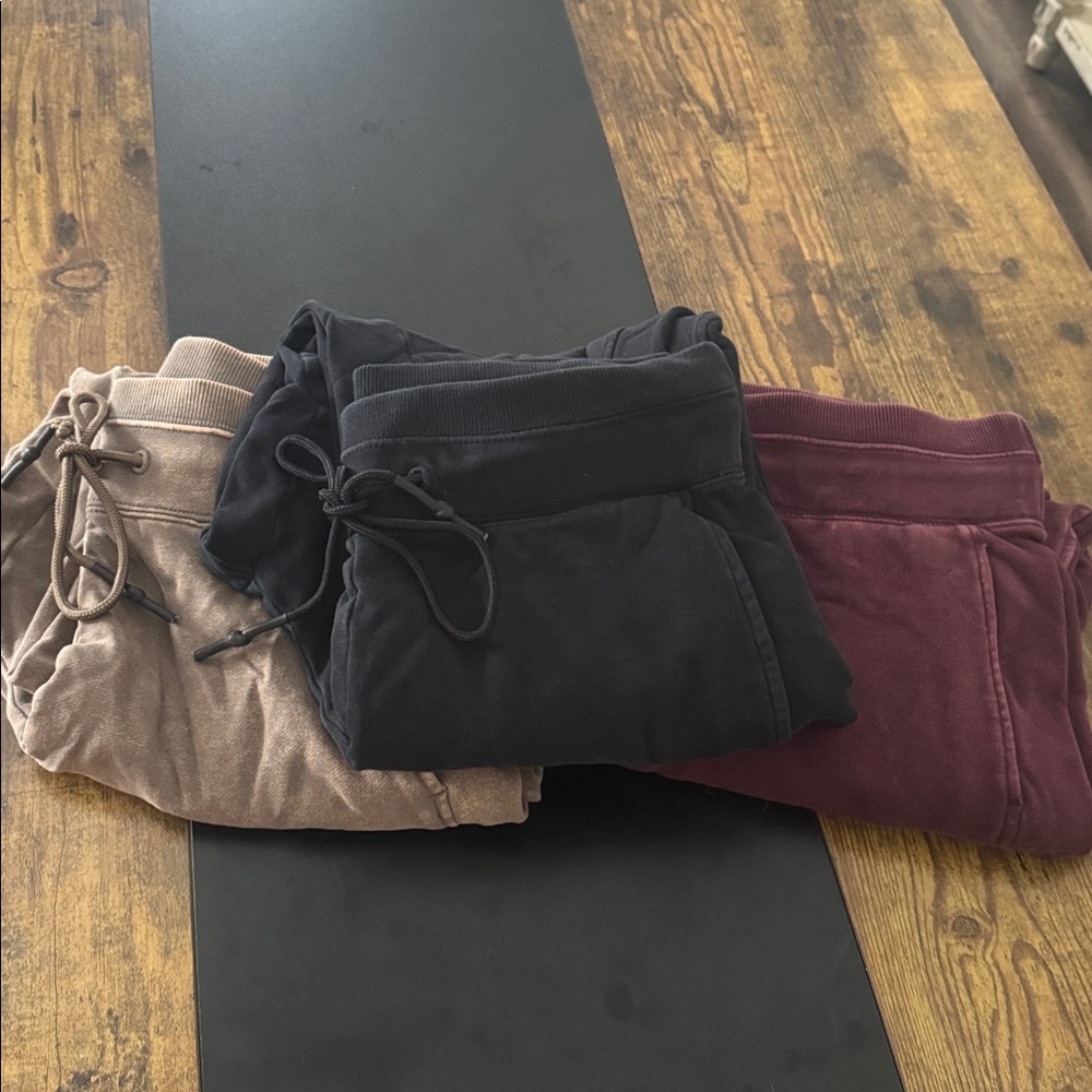 JoyLab Black , distressed tan and Burgundy Joggers